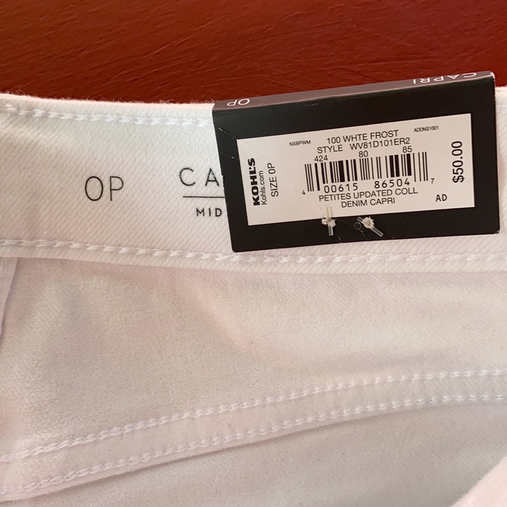 NWT Simply Vera Wang white denim jeans Capri mid rise 0P - Picture 4 of 7